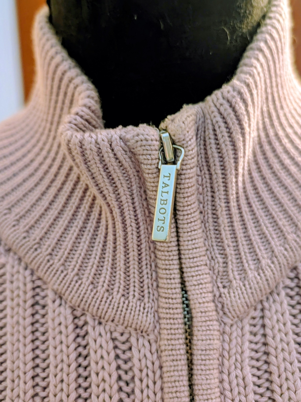 Talbots Lavender Ribbed Zip-Front Cardigan - Picture 4 of 7